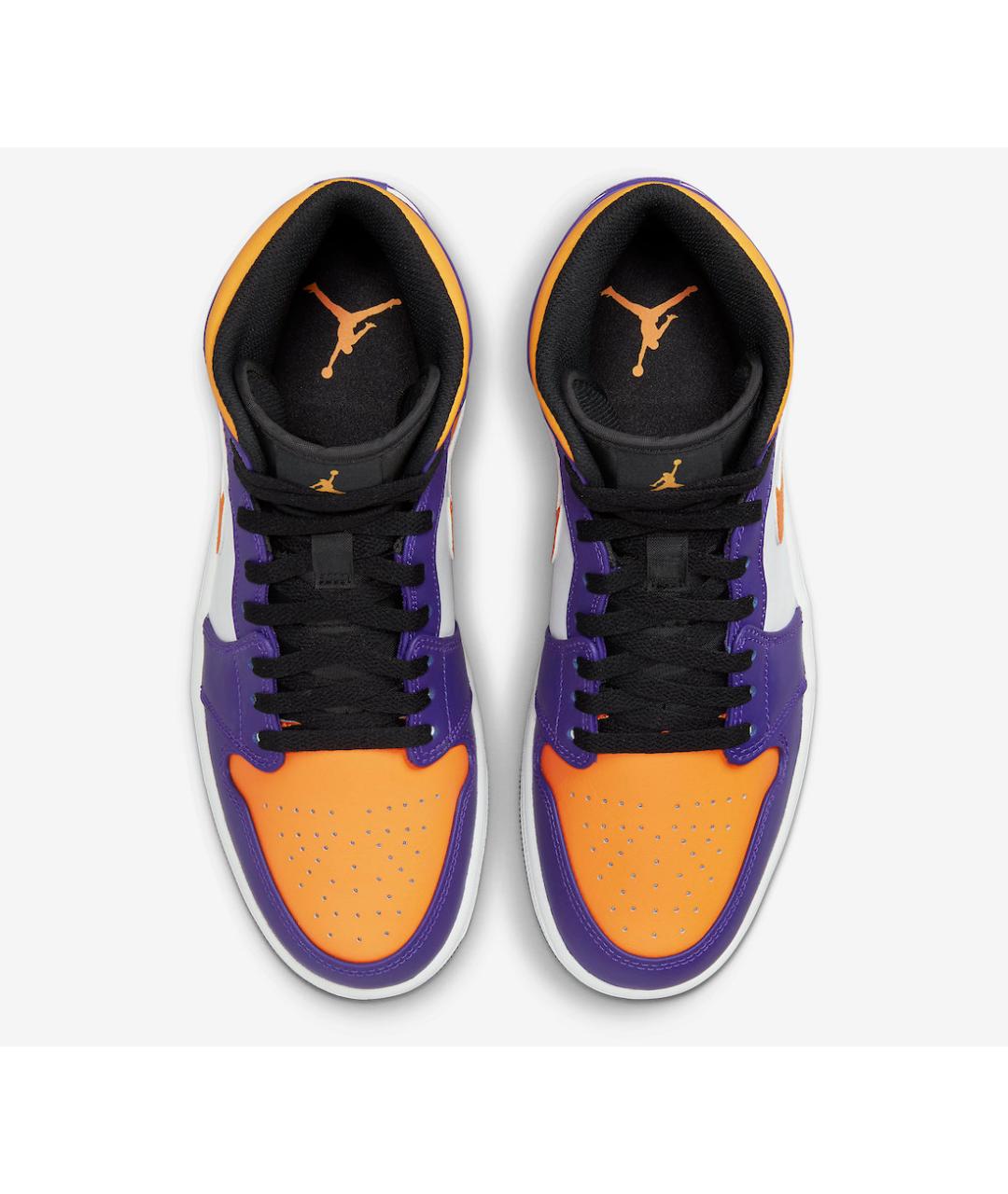 JORDAN Фиолетовые кожаные высокие кроссовки / кеды, фото 3