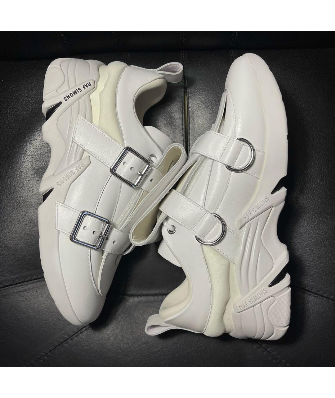 RAF SIMONS Белые кожаные низкие кроссовки / кеды, фото 4