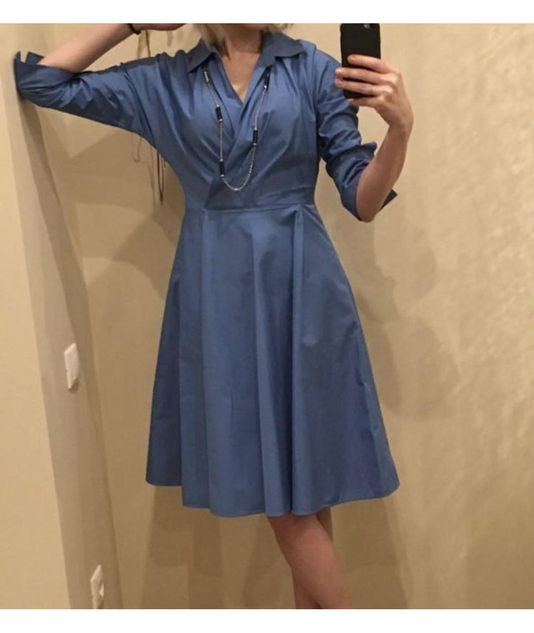 MAX MARA Синее хлопковое повседневное платье, фото 5