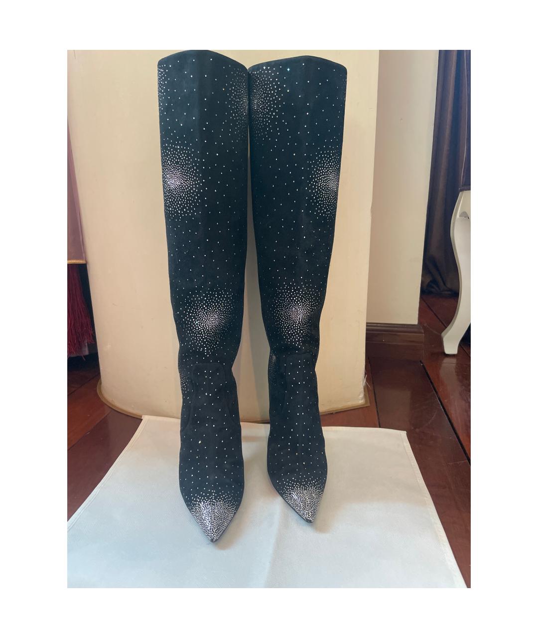 JIMMY CHOO Антрацитовые замшевые сапоги, фото 2