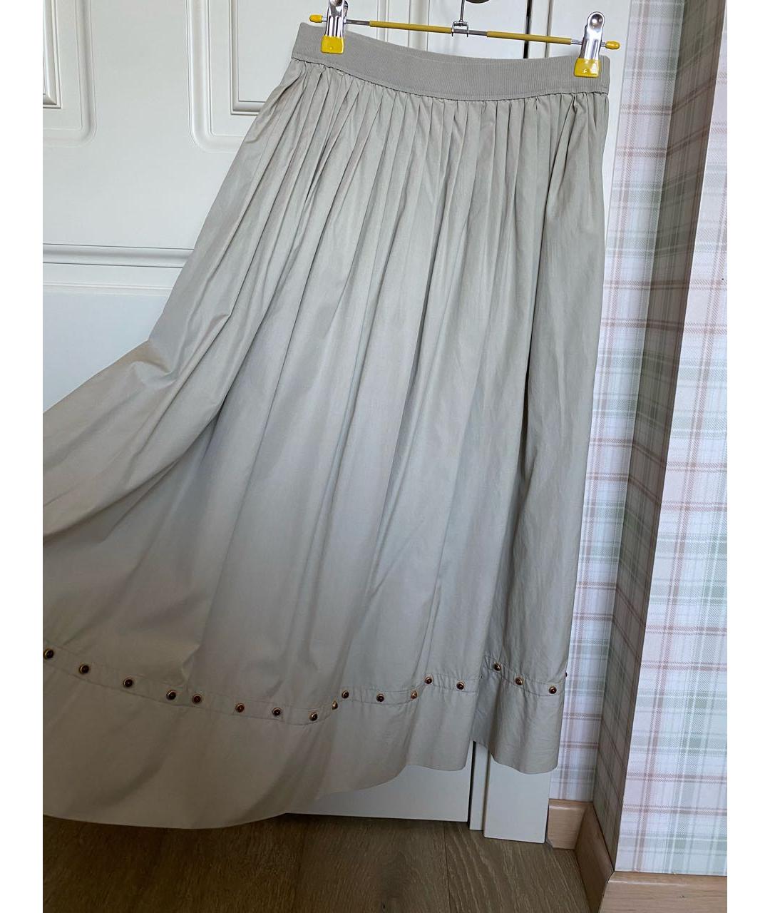 AGNONA Бежевая хлопковая юбка миди, фото 3