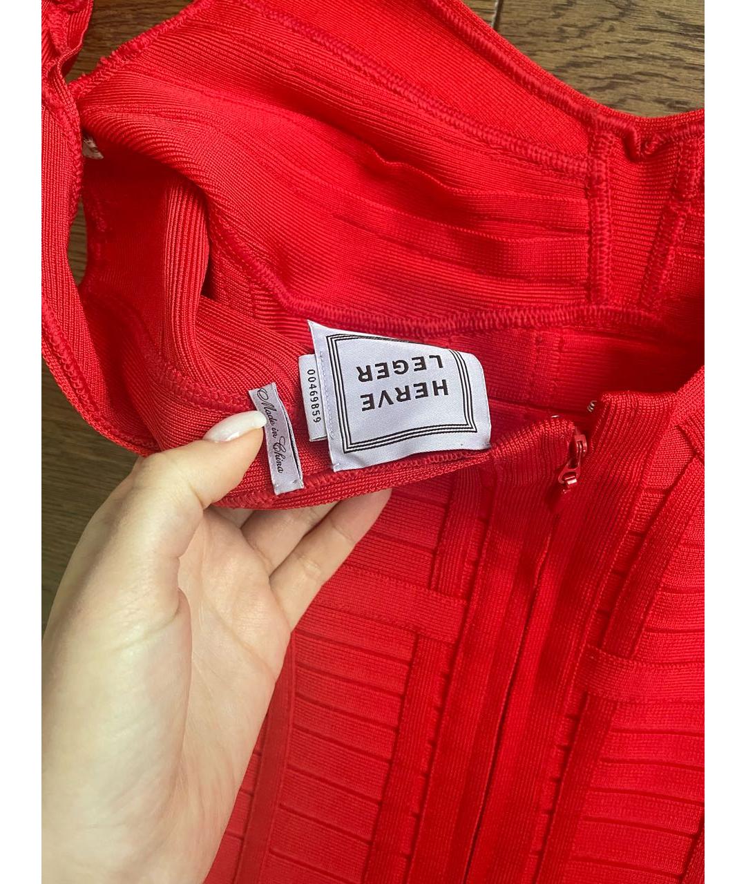 HERVE LEGER Красное вискозное коктейльное платье, фото 3