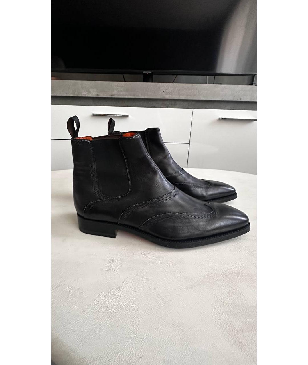 SANTONI Черные кожаные высокие ботинки, фото 3