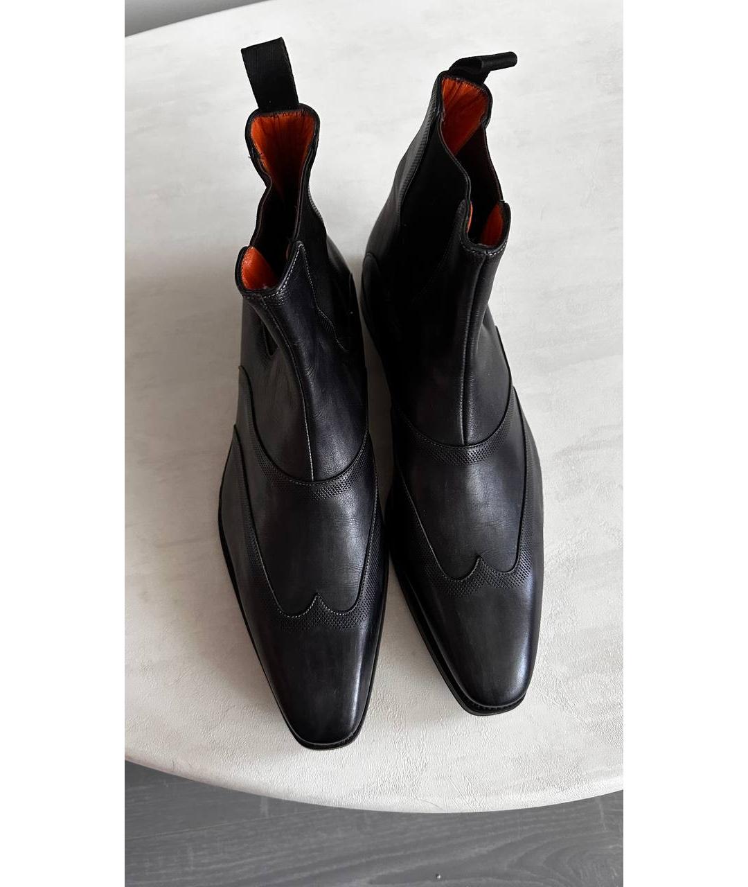 SANTONI Черные кожаные высокие ботинки, фото 2