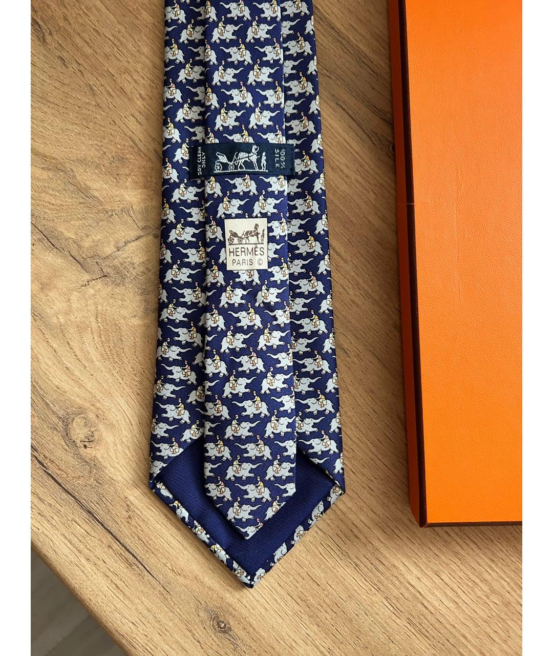 HERMES PRE-OWNED Темно-синий шелковый галстук, фото 3