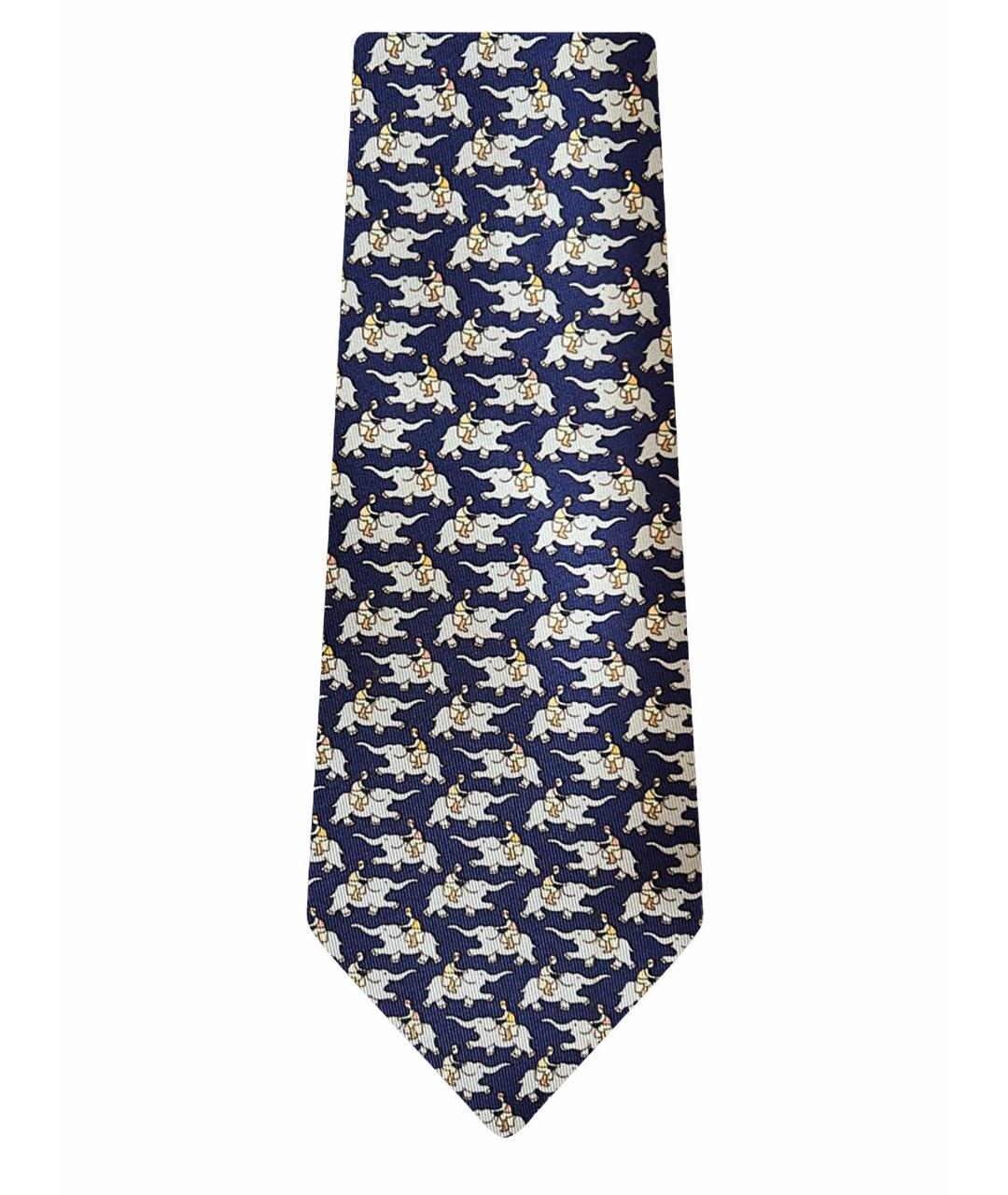 HERMES PRE-OWNED Темно-синий шелковый галстук, фото 1