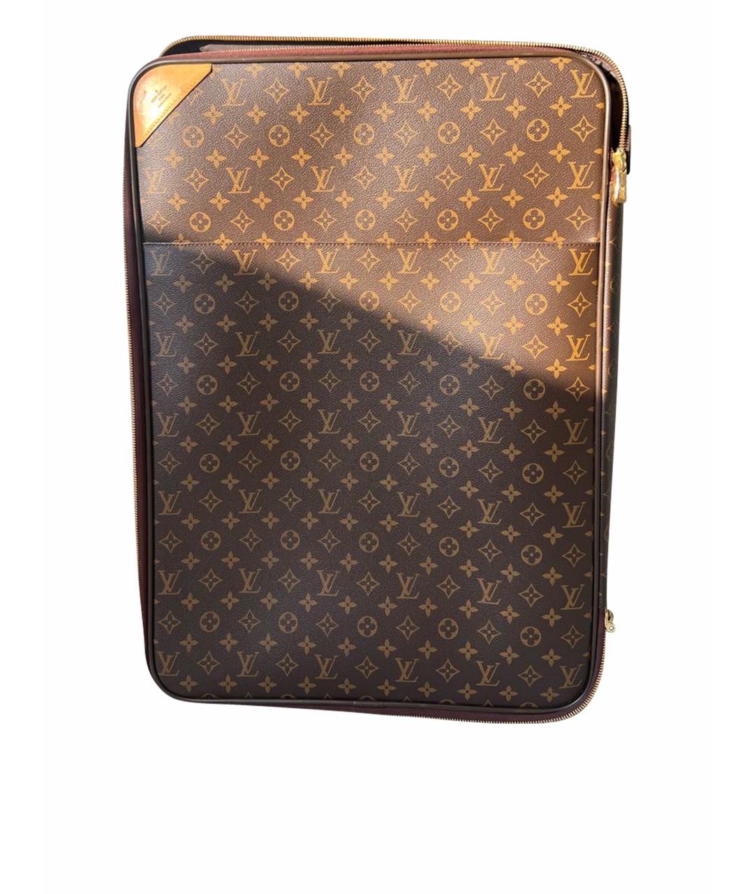 LOUIS VUITTON Коричневый кожаный чемодан, фото 1
