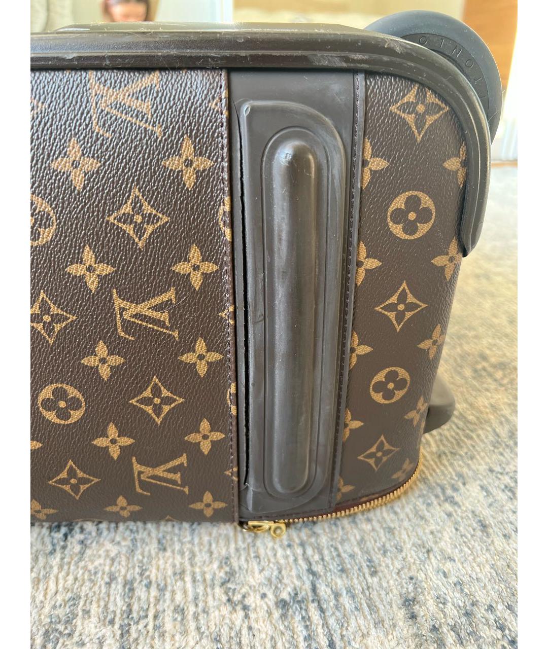 LOUIS VUITTON Коричневый кожаный чемодан, фото 5
