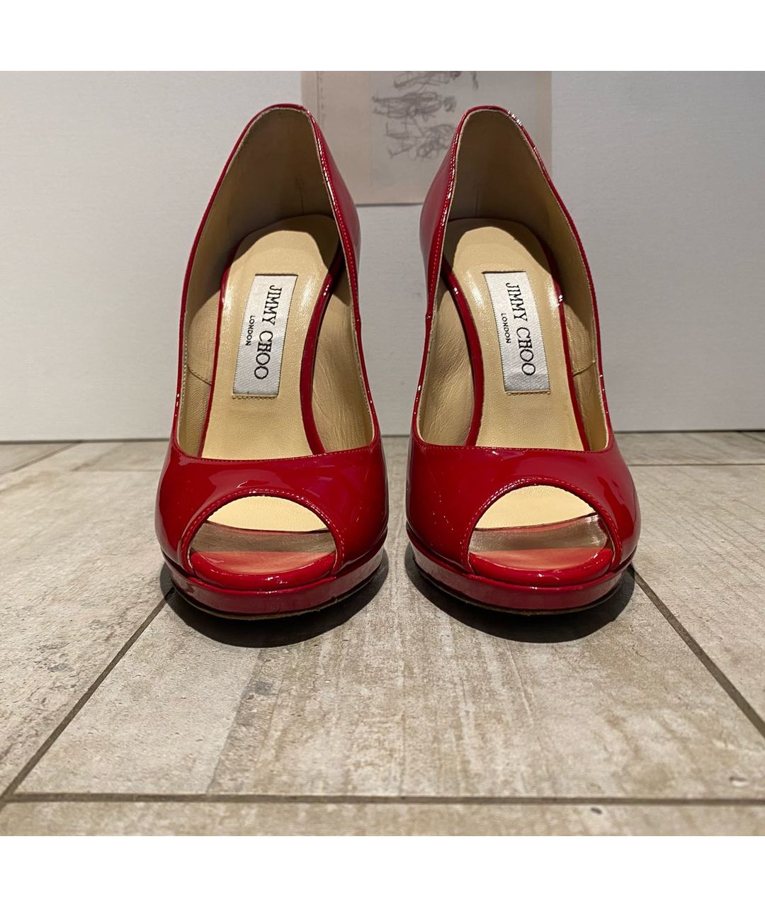 JIMMY CHOO Красные туфли из лакированной кожи, фото 2