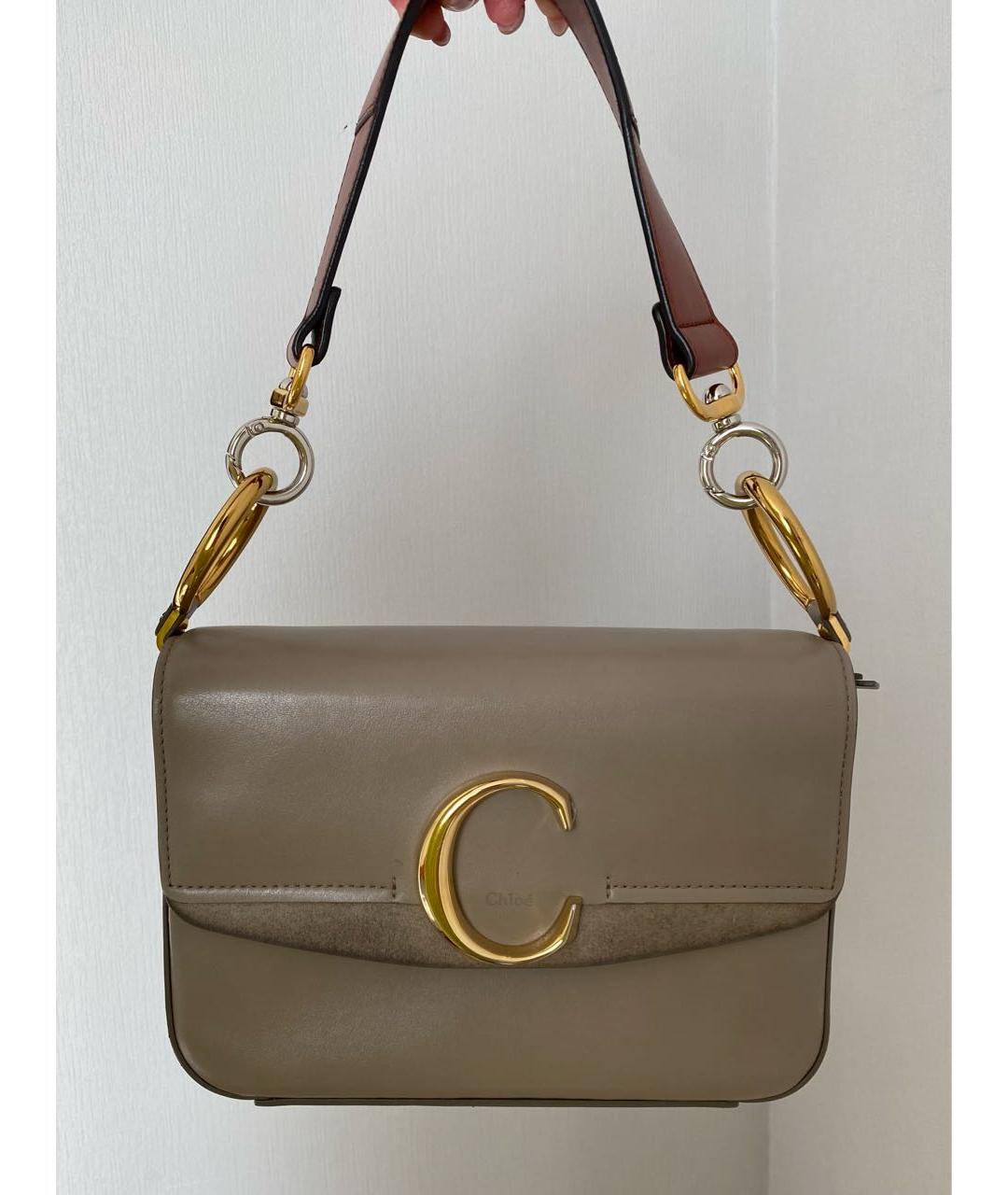 CHLOE Серая кожаная сумка с короткими ручками, фото 2