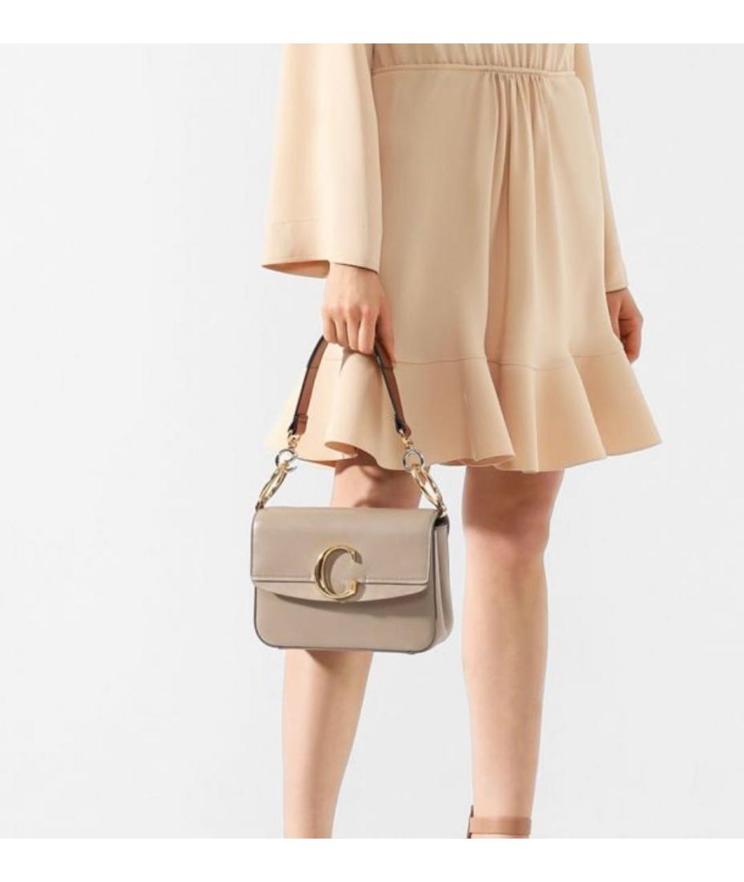 CHLOE Серая кожаная сумка с короткими ручками, фото 9