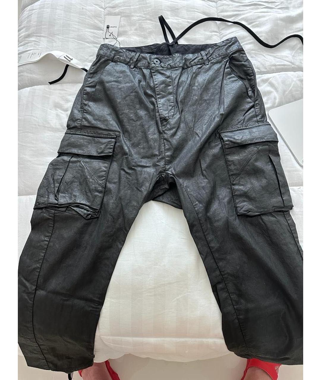 BORIS BIDJAN Черные хлопко-эластановые брюки чинос, фото 2