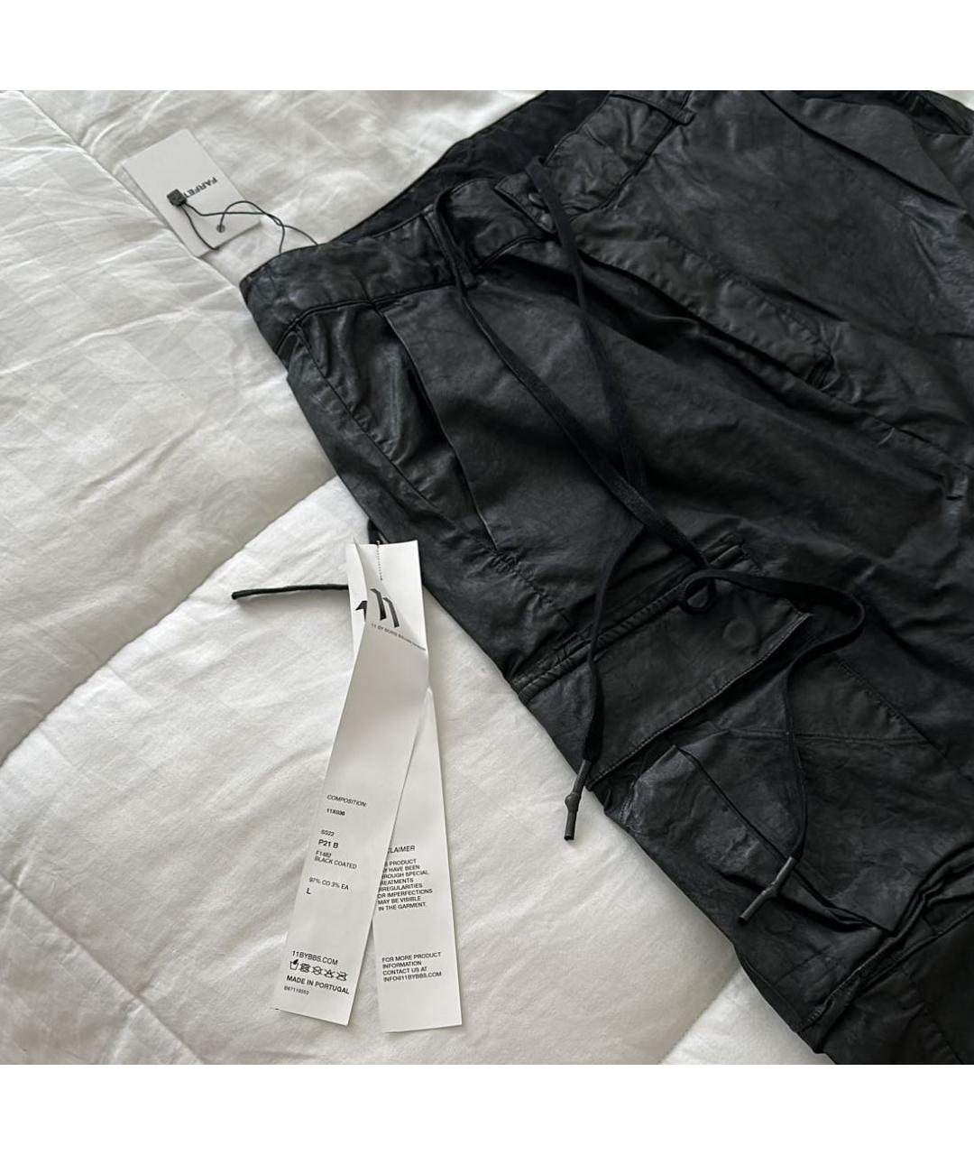 BORIS BIDJAN Черные хлопко-эластановые брюки чинос, фото 5