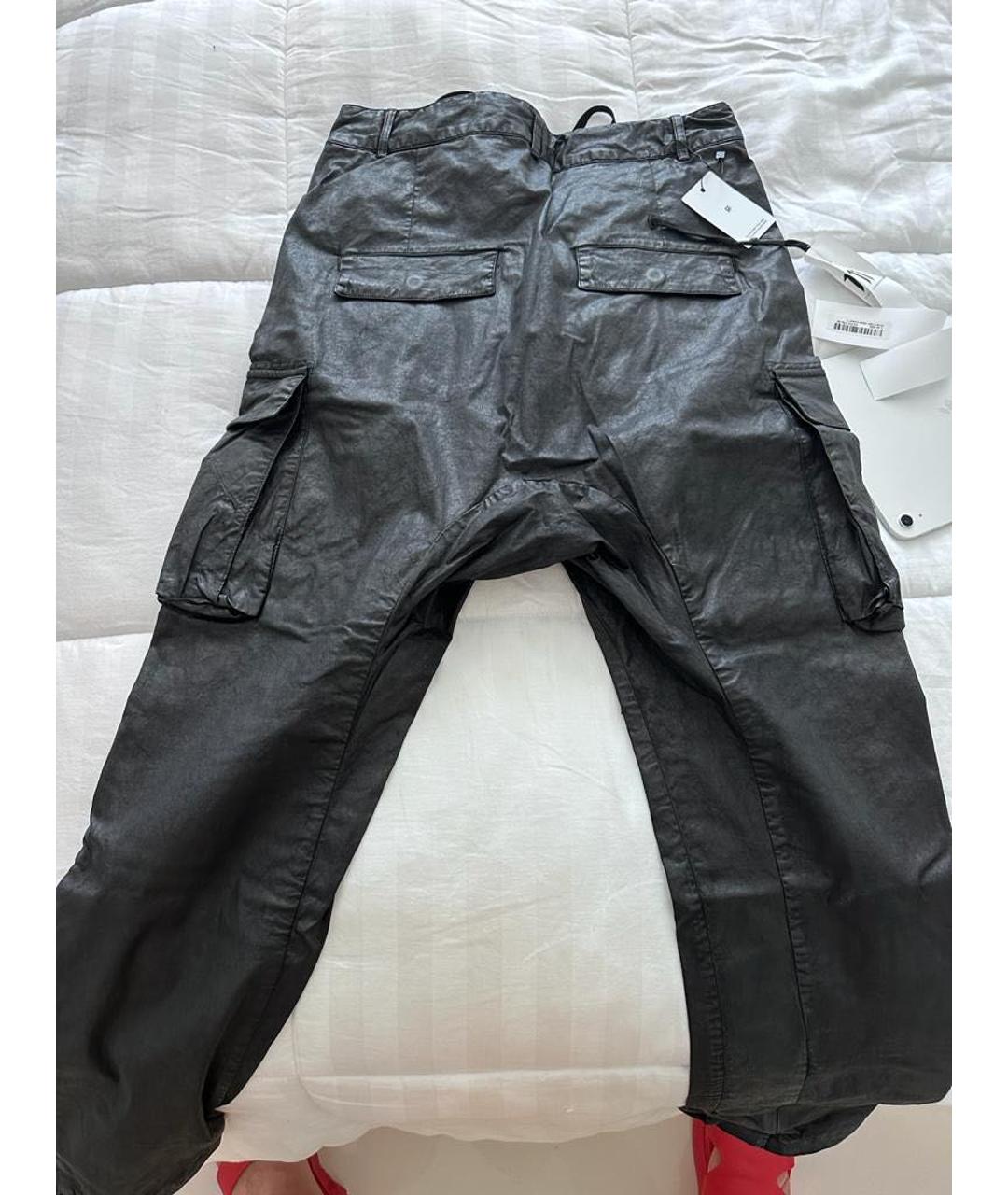 BORIS BIDJAN Черные хлопко-эластановые брюки чинос, фото 3