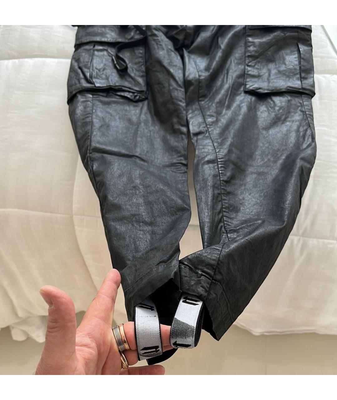 BORIS BIDJAN Черные хлопко-эластановые брюки чинос, фото 4