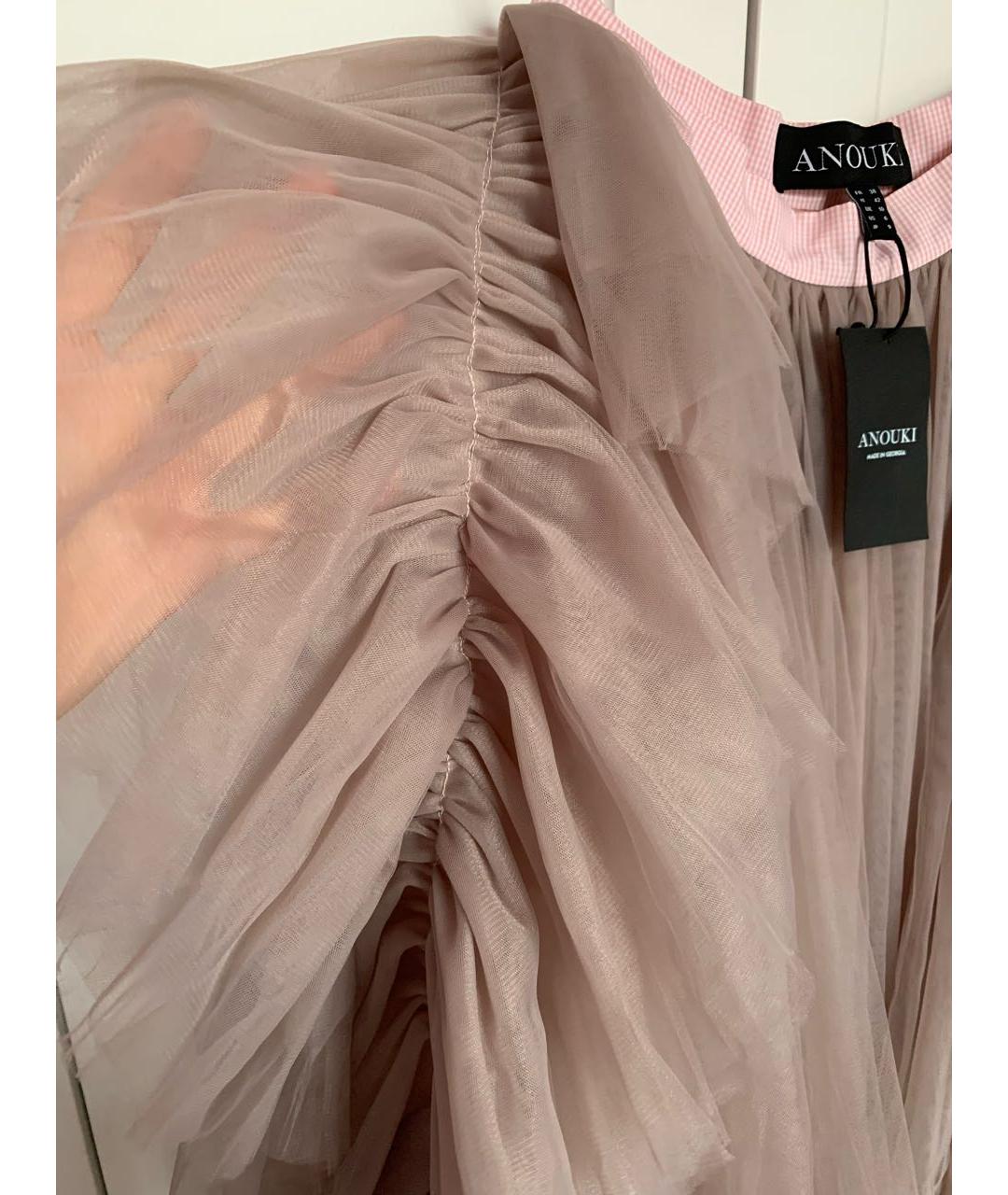 ANOUKI Розовая полиэстеровая юбка миди, фото 4