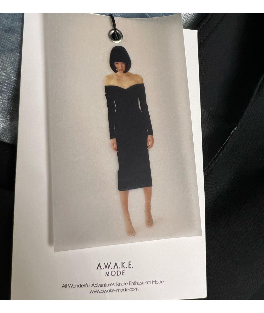 A.W.A.K.E. MODE Черное полиамидовое коктейльное платье, фото 5