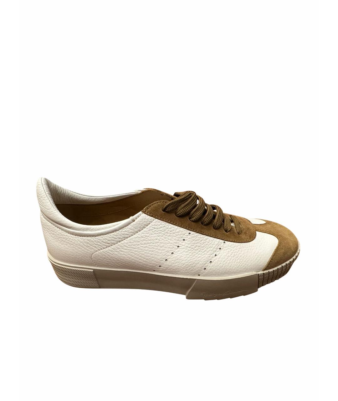 GIORGIO ARMANI Белые кожаные низкие кроссовки / кеды, фото 1