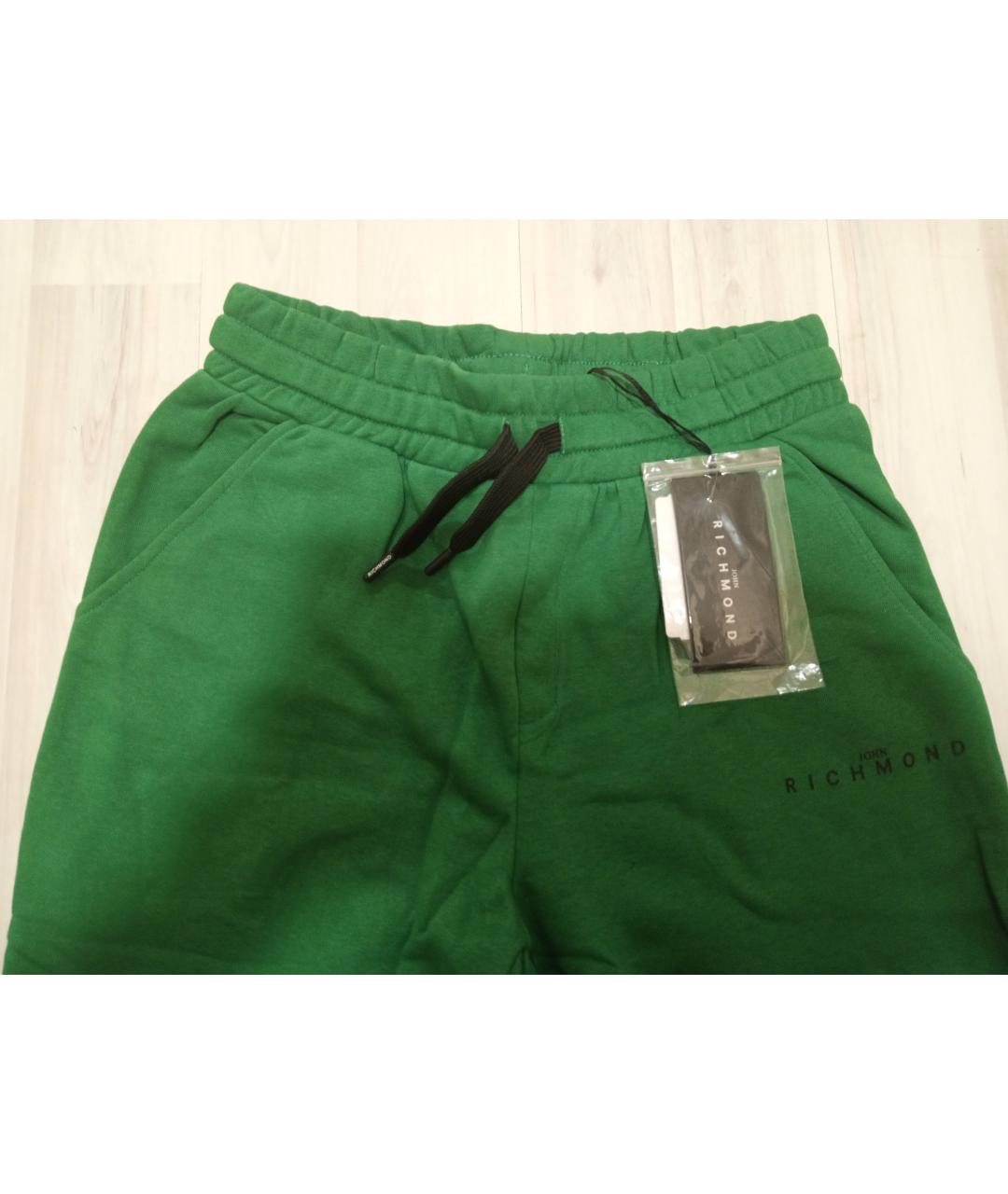 JOHN RICHMOND Зеленые хлопковые повседневные брюки, фото 4