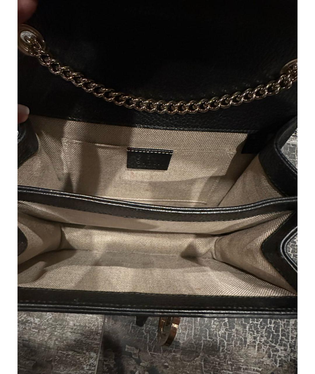GUCCI Черная кожаная сумка через плечо, фото 3