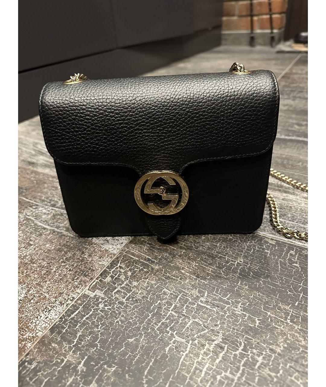 GUCCI Черная кожаная сумка через плечо, фото 2