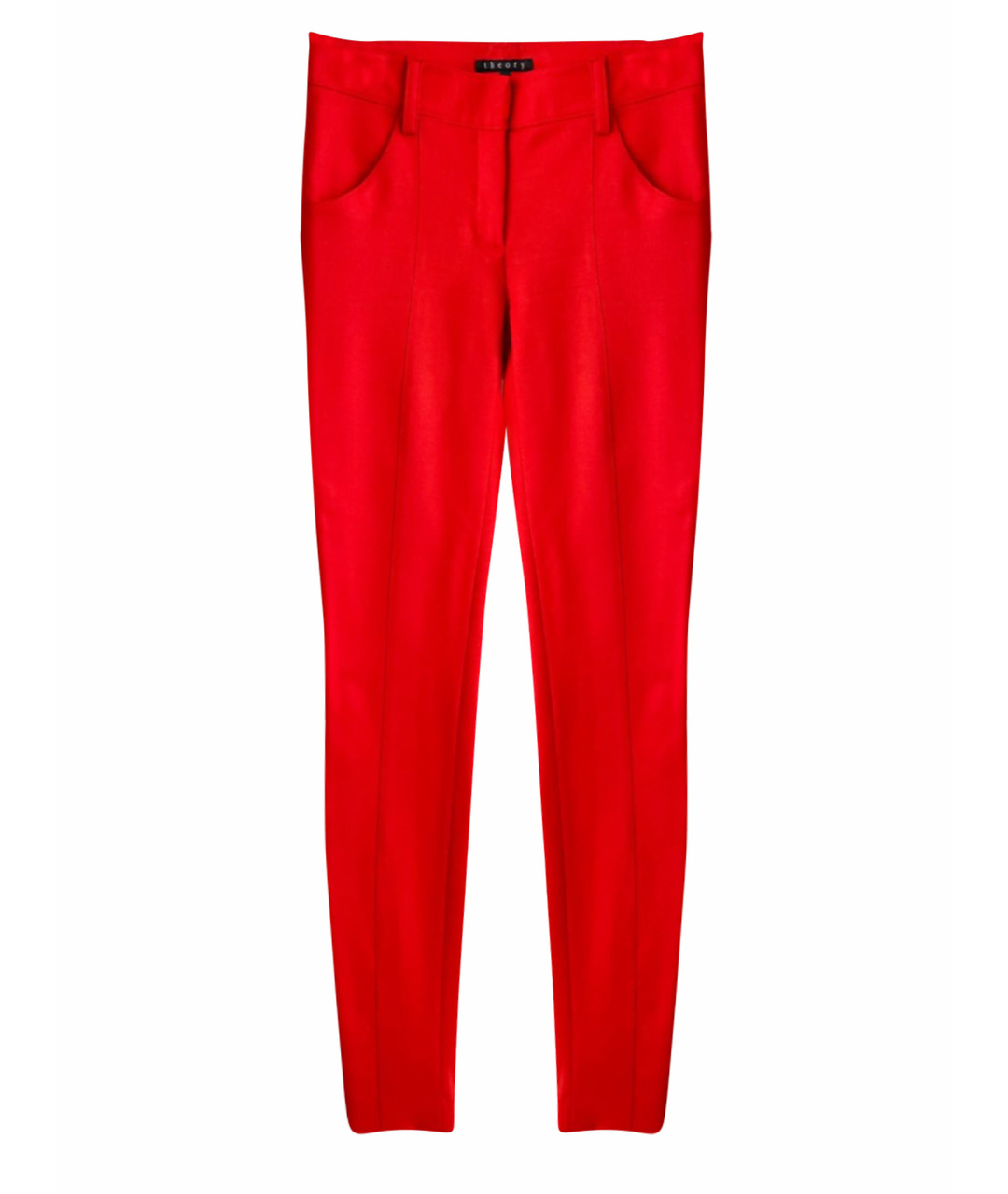 THEORY Красные шерстяные брюки узкие, фото 1