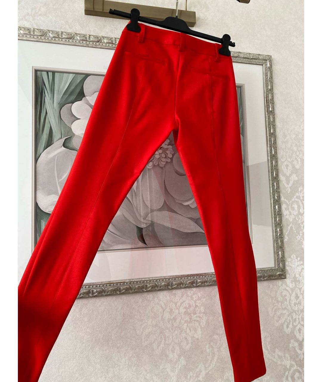THEORY Красные шерстяные брюки узкие, фото 2