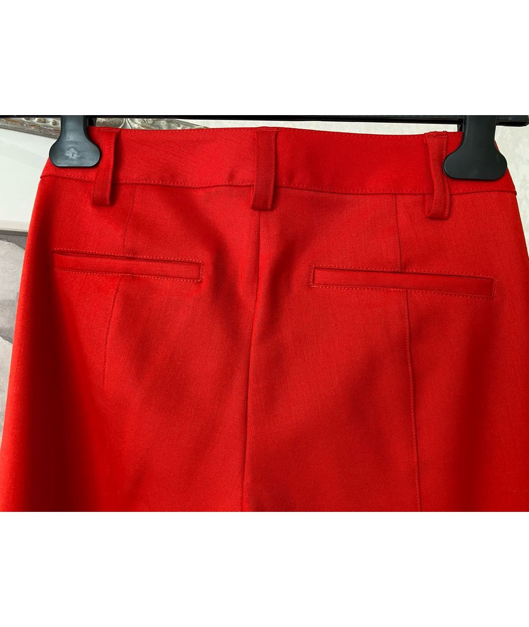 THEORY Красные шерстяные брюки узкие, фото 5