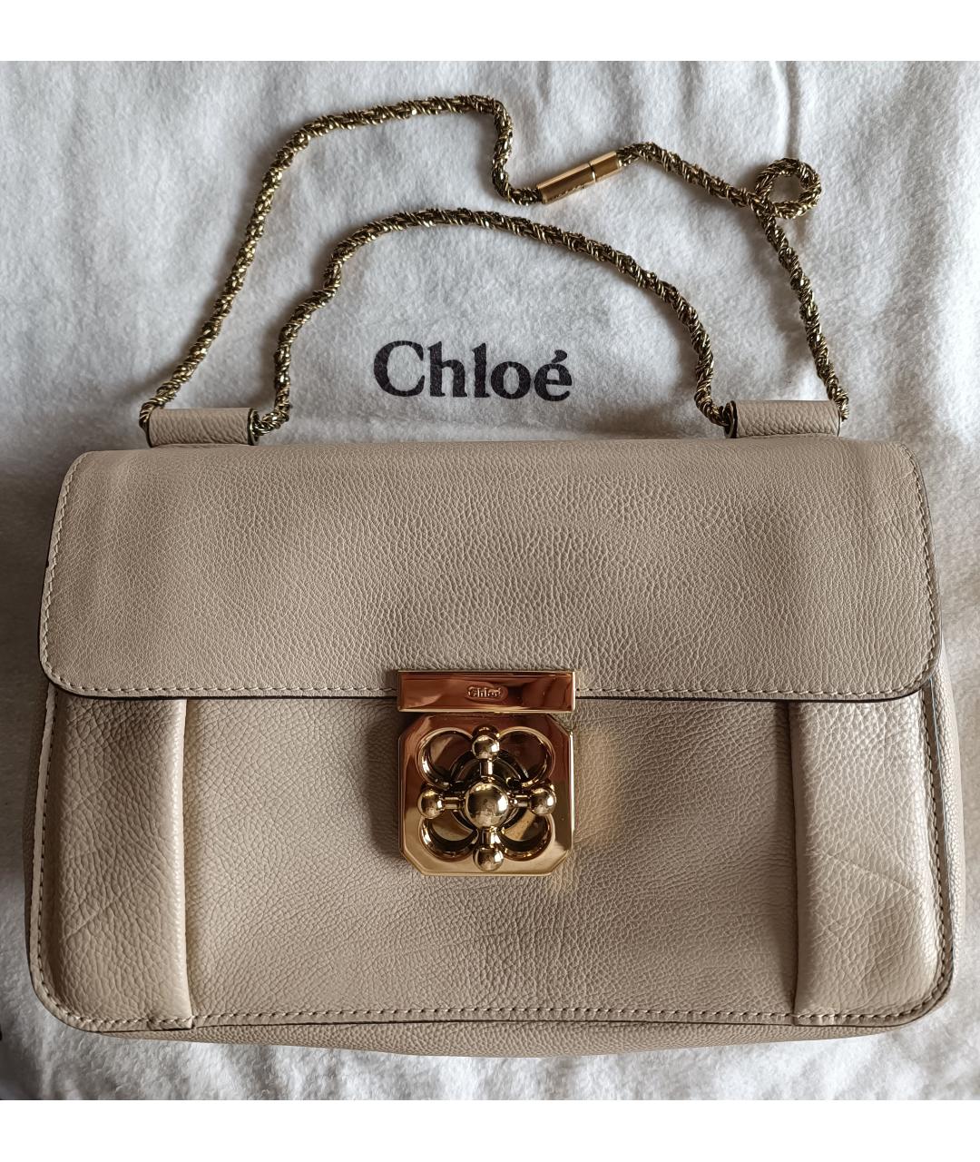 CHLOE Бежевая кожаная сумка через плечо, фото 10