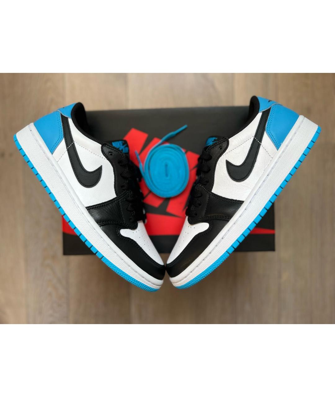 JORDAN Голубые кожаные кроссовки, фото 2