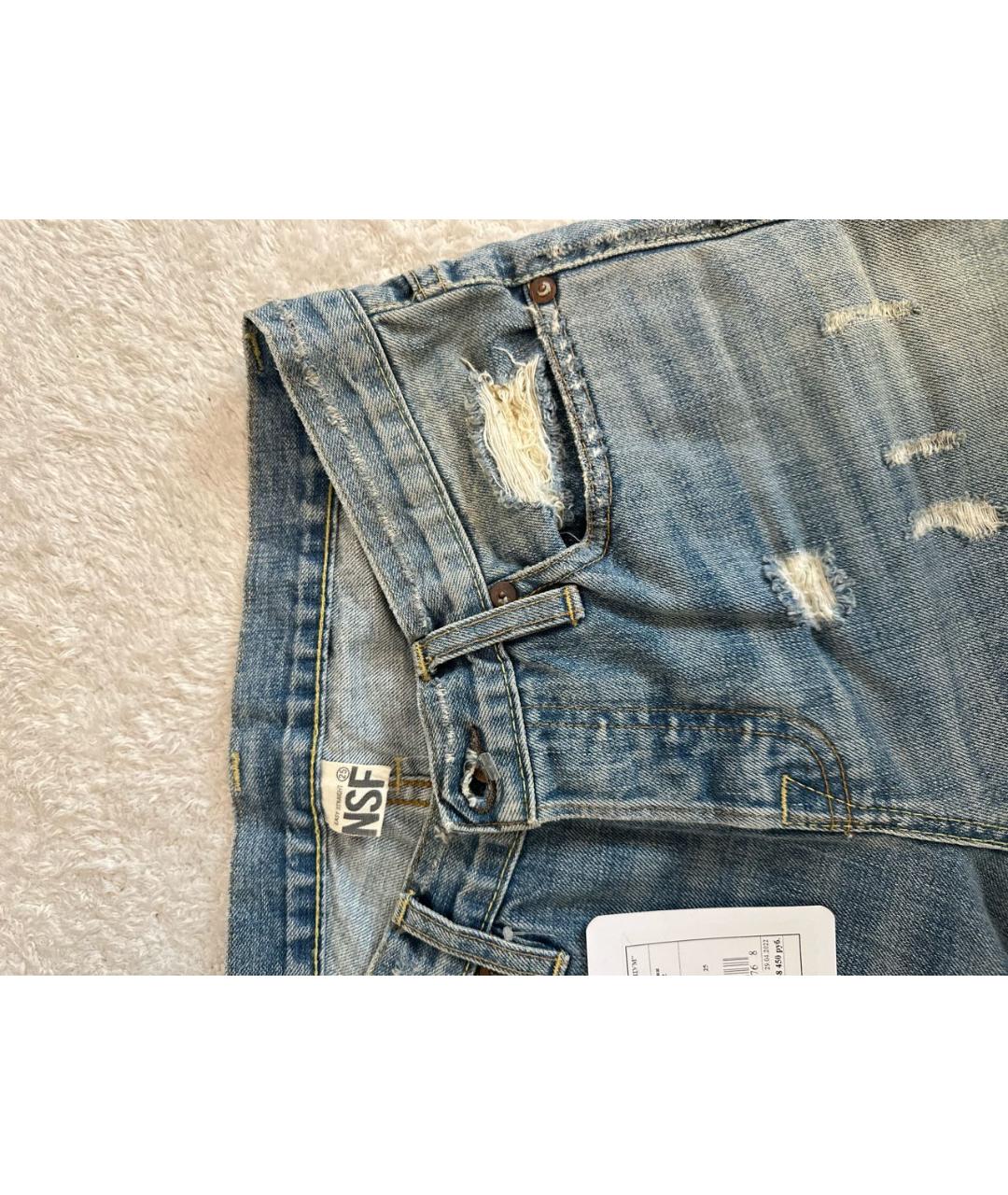 NSF Голубые хлопковые джинсы слим, фото 4