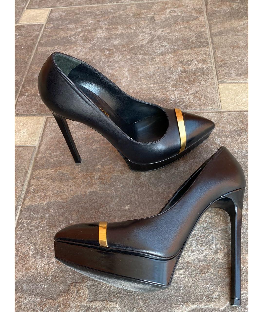 SAINT LAURENT Черные кожаные туфли, фото 5