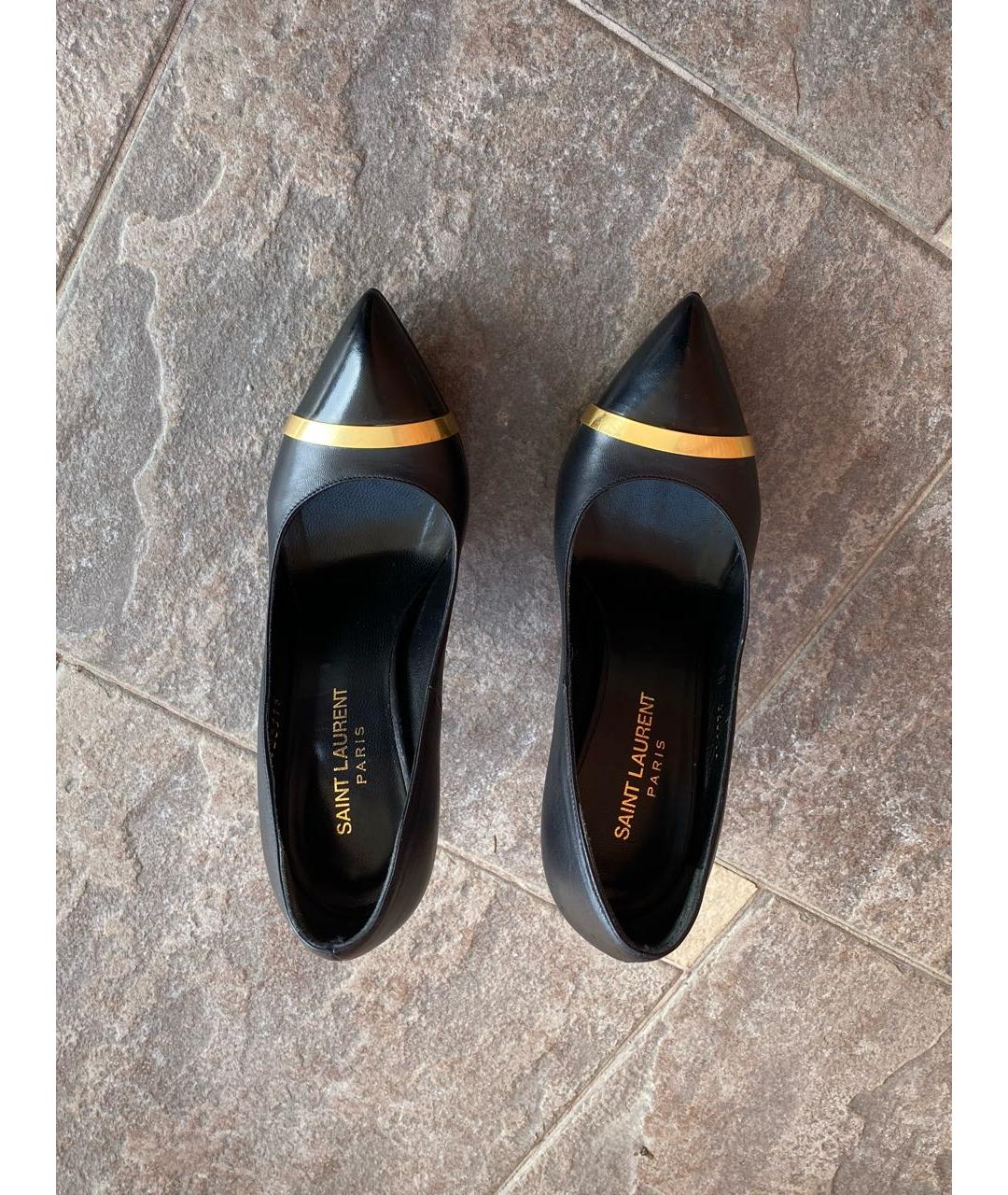 SAINT LAURENT Черные кожаные туфли, фото 3