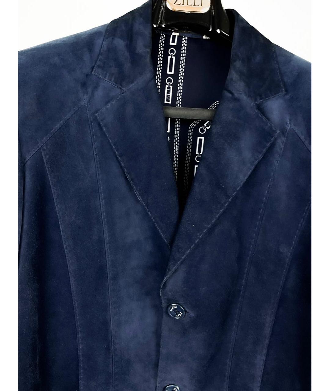 ZILLI Темно-синий замшевый пиджак, фото 4