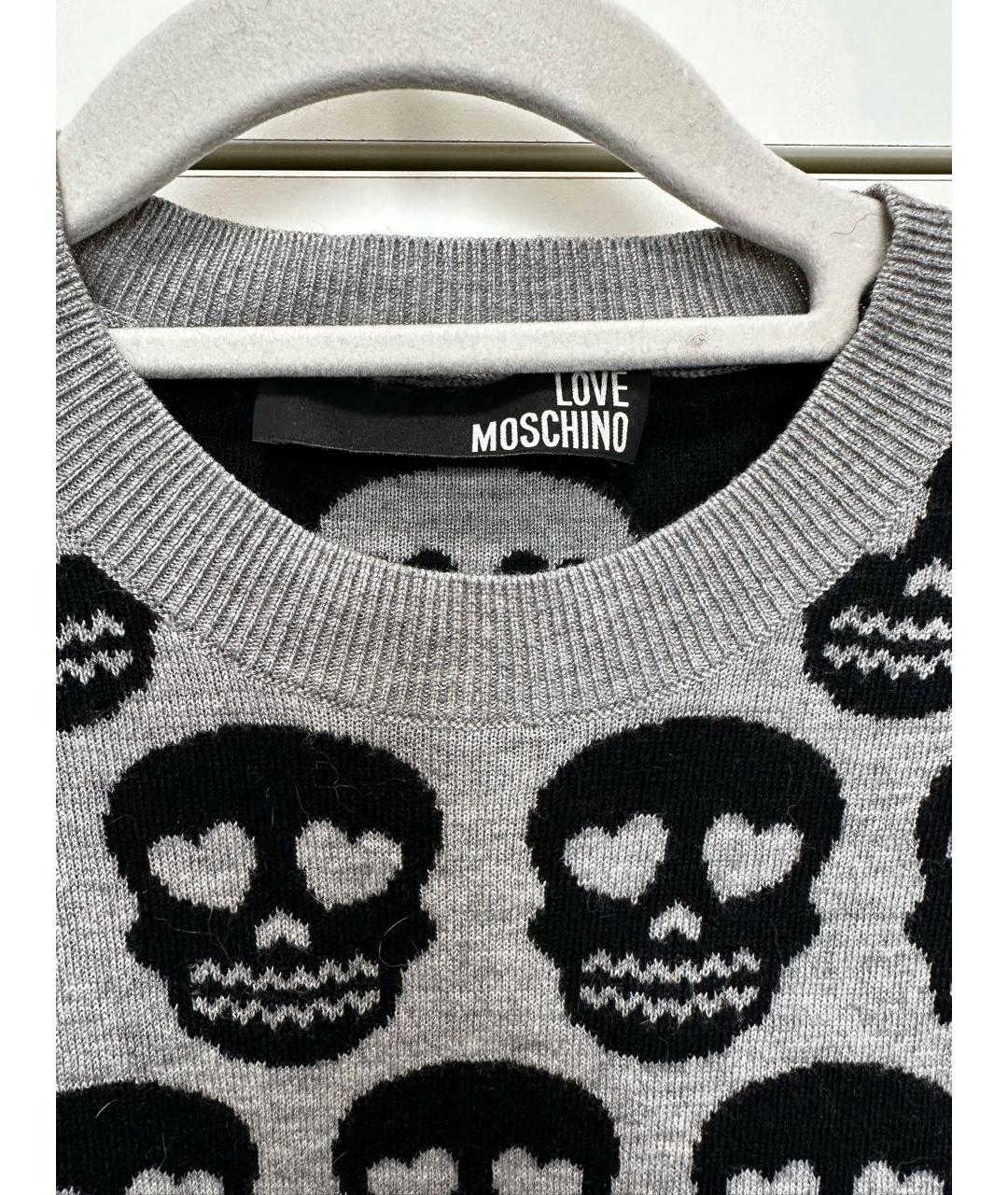 LOVE MOSCHINO Серый шерстяной джемпер / свитер, фото 3