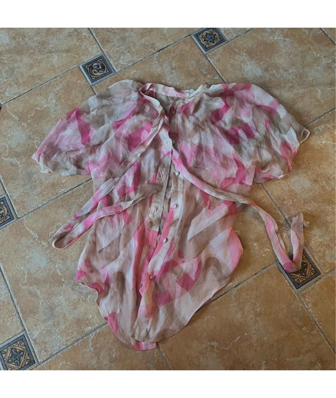 BLUMARINE Розовая шелковая блузы, фото 5