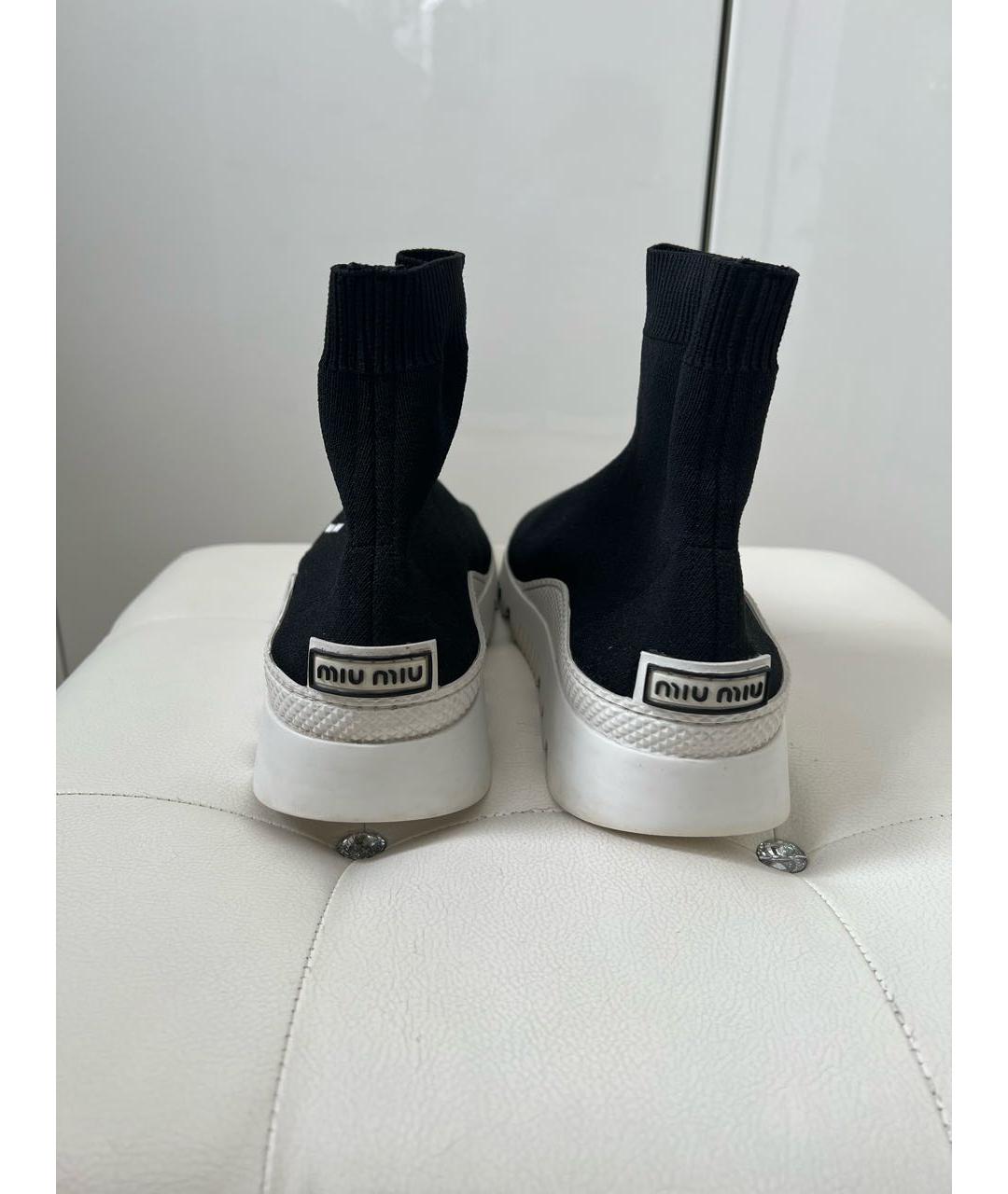 MIU MIU Черные текстильные кроссовки, фото 4
