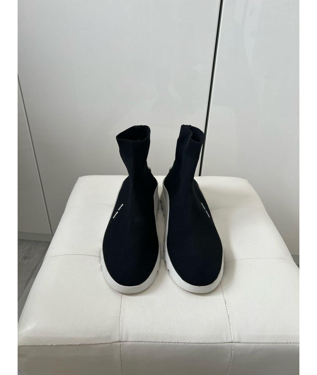 MIU MIU Черные текстильные кроссовки, фото 2