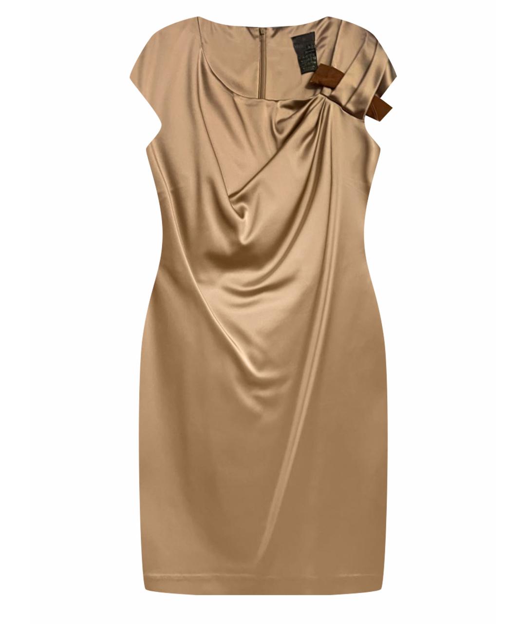 MAX MARA Золотое ацетатное коктейльное платье, фото 1