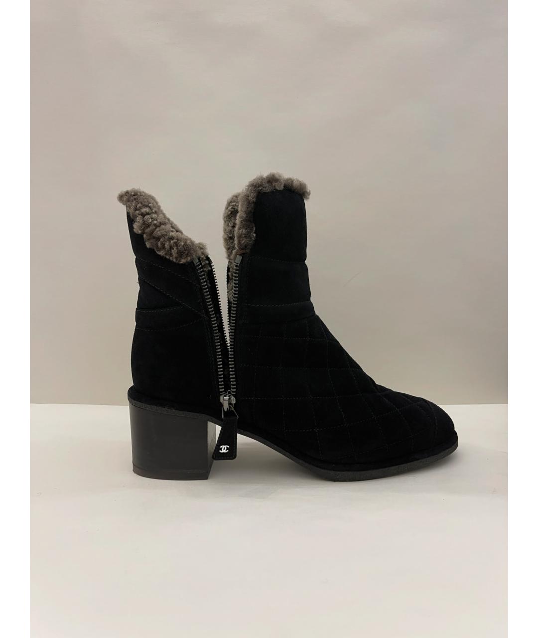 CHANEL PRE-OWNED Черные замшевые ботинки, фото 10