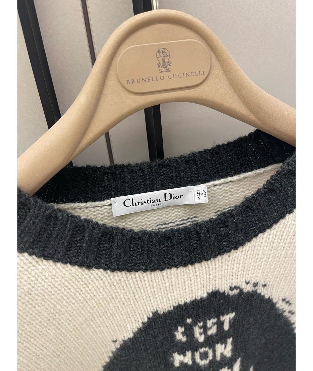 CHRISTIAN DIOR Бежевый шерстяной джемпер / свитер, фото 3