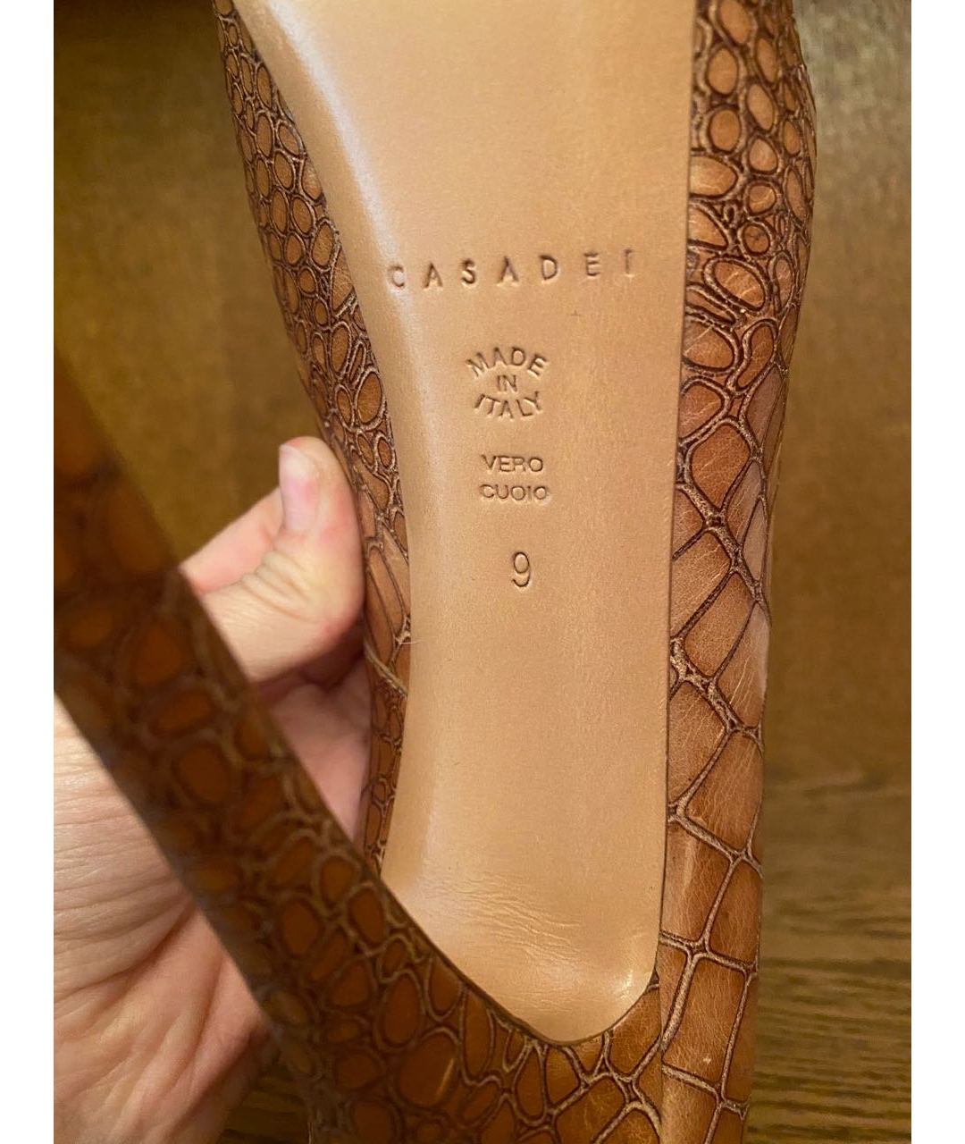 CASADEI Горчичные туфли из экзотической кожи, фото 2