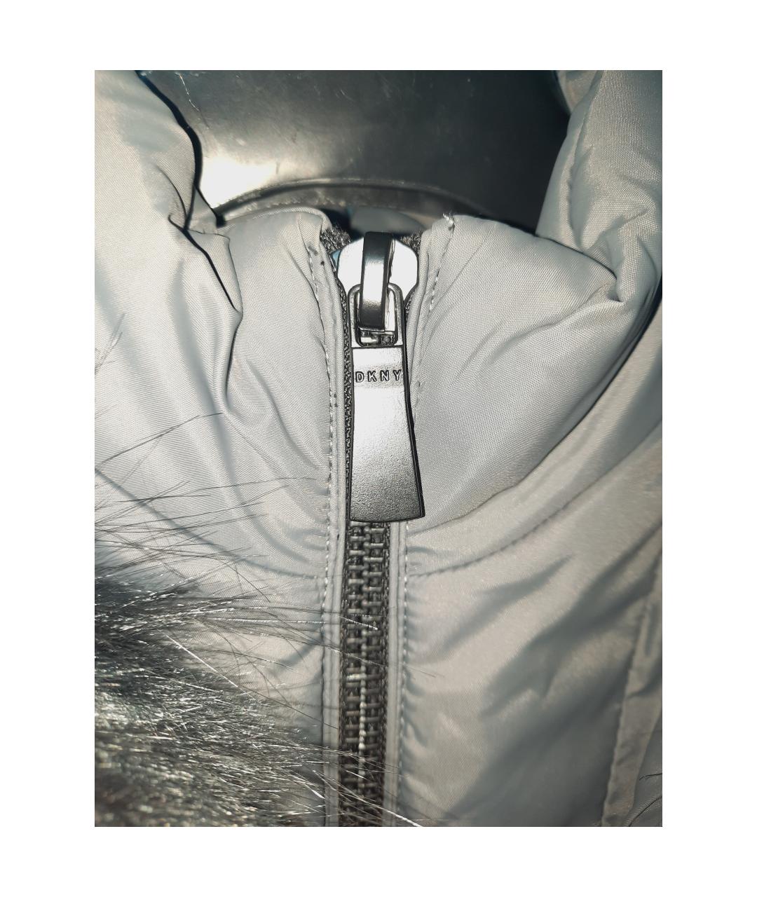 DKNY Серый полиэстеровый пуховик, фото 4