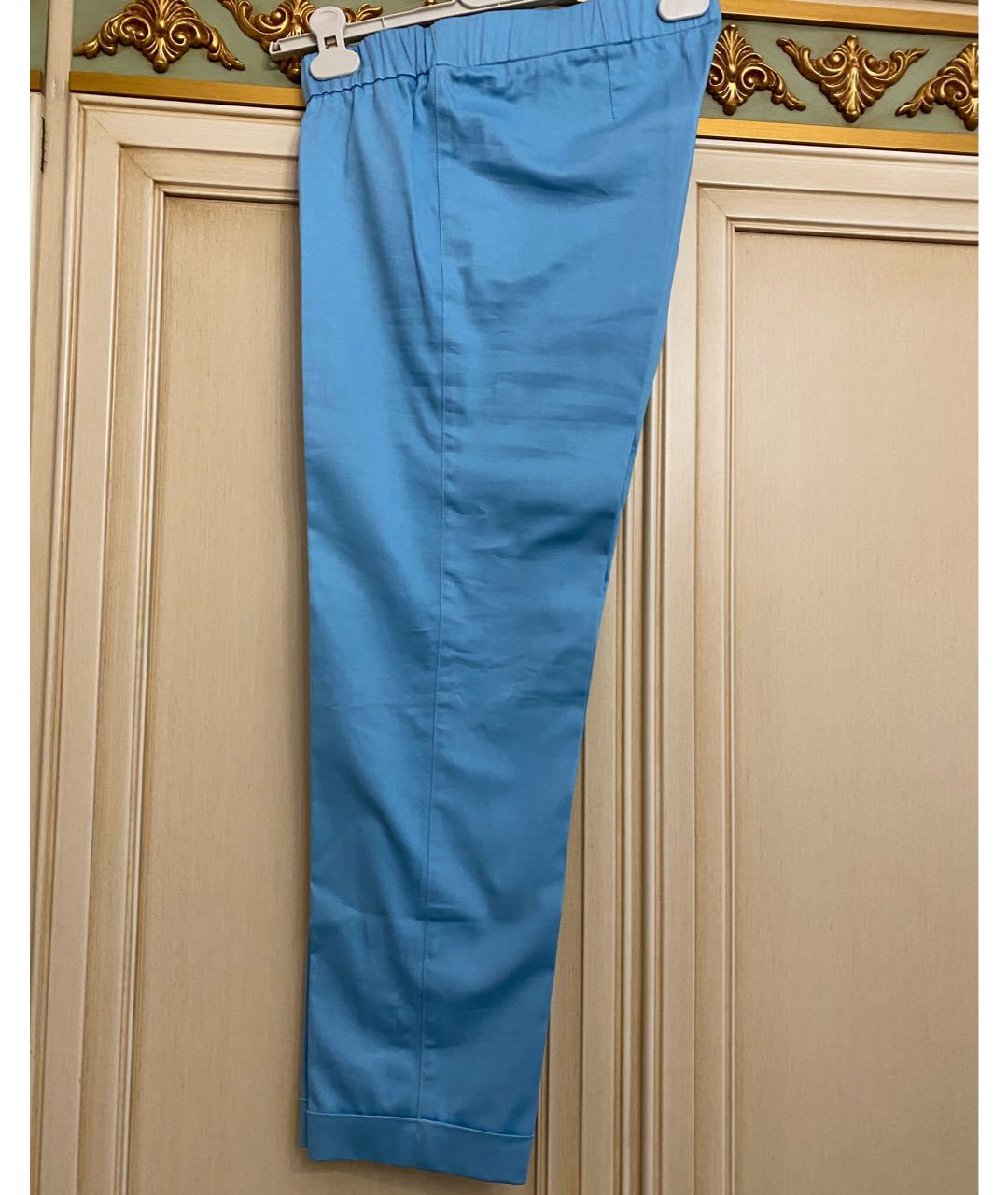 P.A.R.O.S.H. Голубые хлопко-эластановые брюки узкие, фото 4
