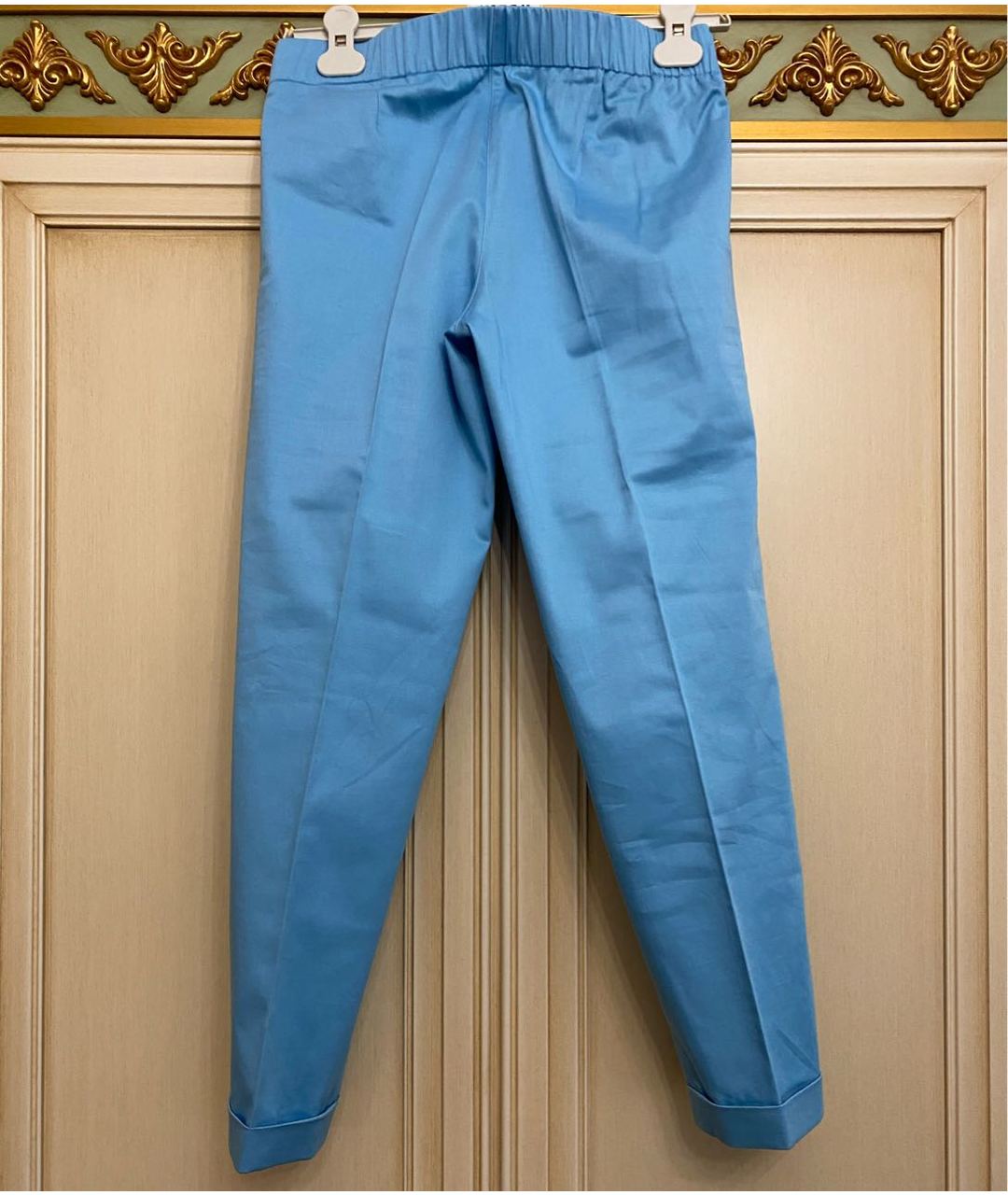 P.A.R.O.S.H. Голубые хлопко-эластановые брюки узкие, фото 2