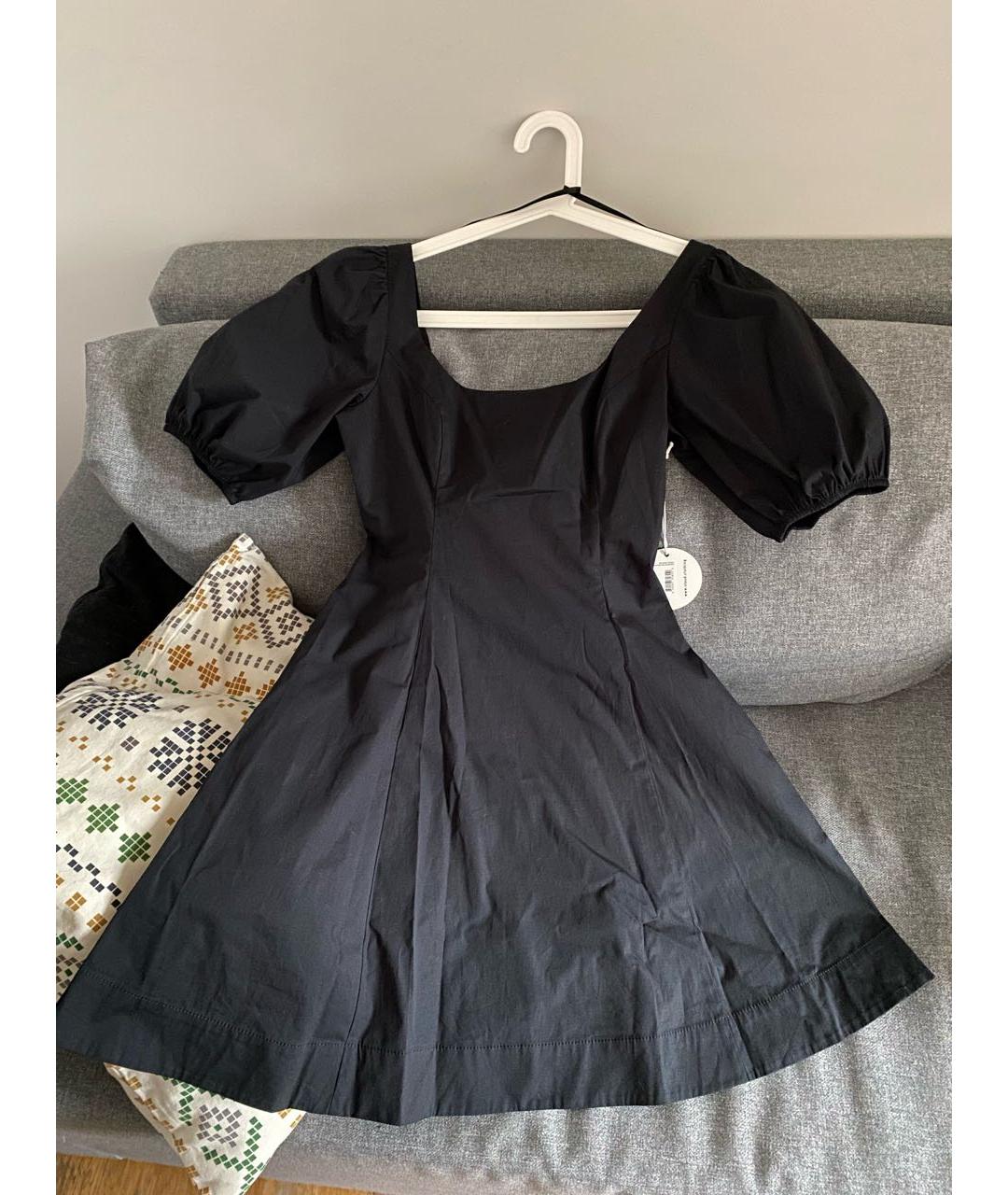 STAUD Черное хлопковое коктейльное платье, фото 2