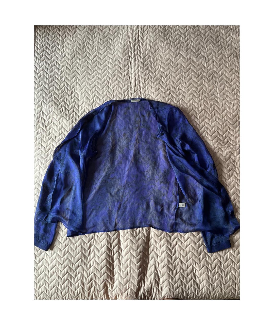BOTTEGA VENETA Темно-синяя шелковая блузы, фото 3