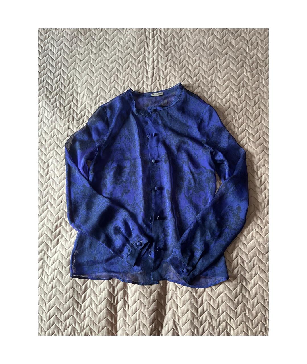BOTTEGA VENETA Темно-синяя шелковая блузы, фото 4