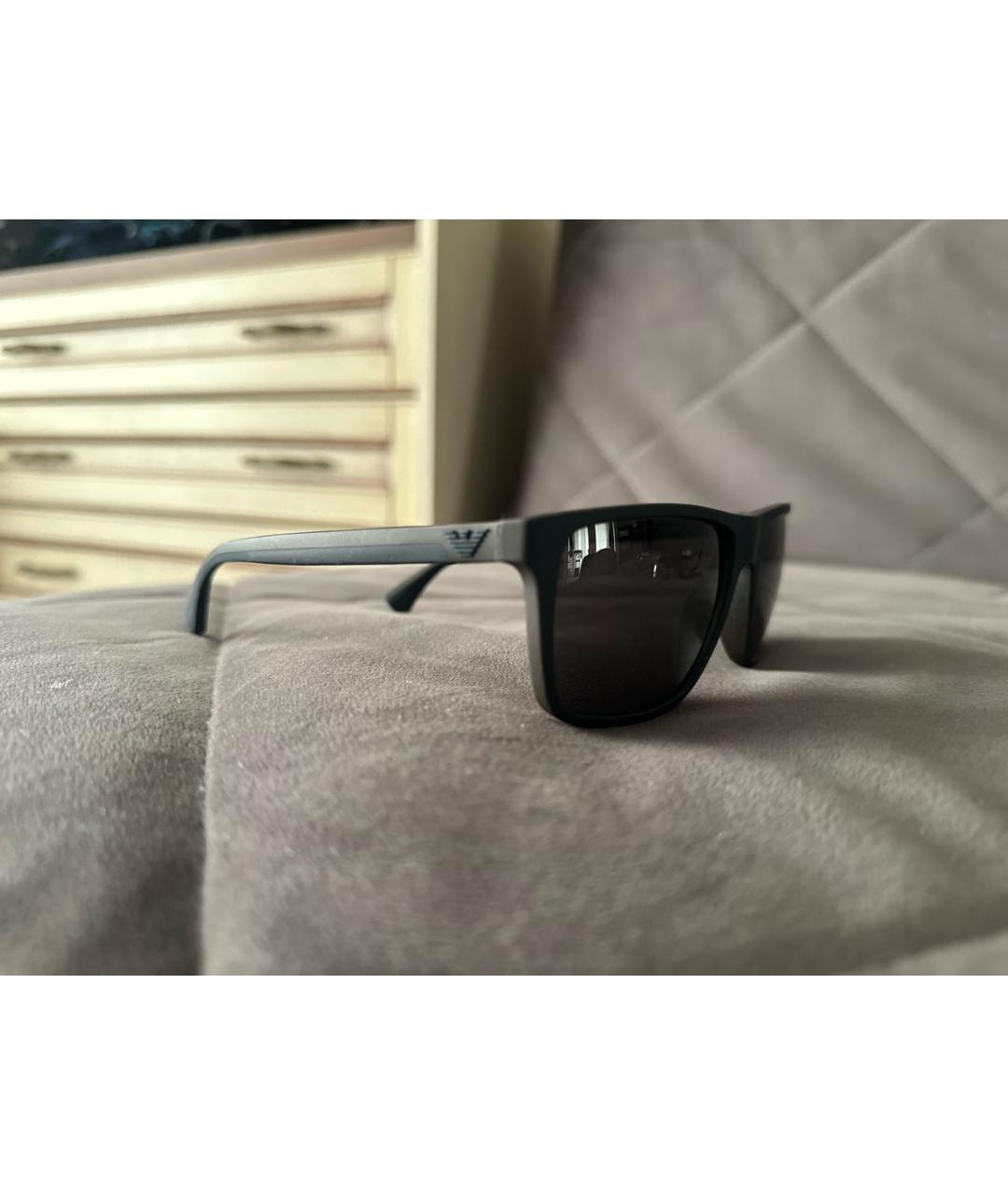 EMPORIO ARMANI Черные пластиковые солнцезащитные очки, фото 3