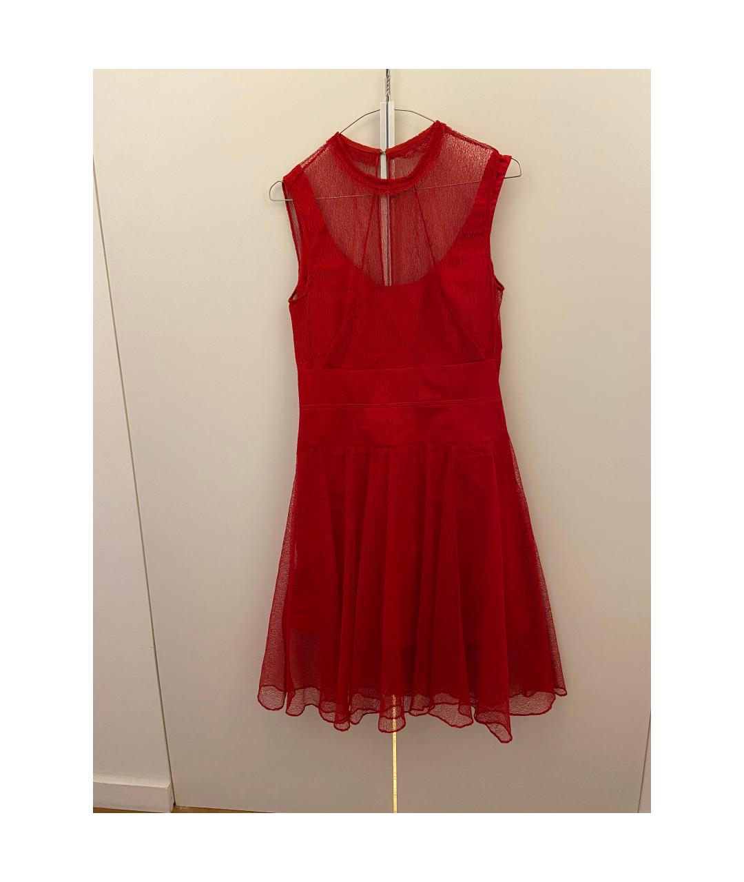 CARVEN Красное полиэстеровое коктейльное платье, фото 7